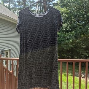 Black printed tunic dress short sleeve